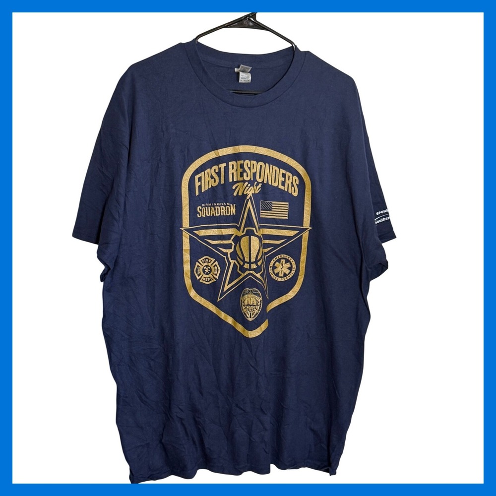 Gildan Birmingham Squadron First Responders Night Navy Blue Graphic T-Shirt XL